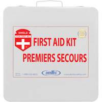 Trousse de premiers soins Shield, R&eacute;pond ou surpasse la norme CSA Z1220-24 type 2 environnements &agrave; faible risque, Moyen (26-50 travailleurs) Trail Hammer and Bolt