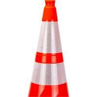 Premium Traffic Cone, 28", Orange, 4" & 6" Reflective Collar(s) Trail Hammer and Bolt