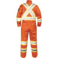 Fire-Resistant Coverall with High-Visibility Bands, Size Small, Orange Trail Hammer and Bolt