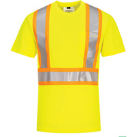 Contrast-Striped Safety T-Shirt, Polyester, Small, High Visibility Lime-Yellow Trail Hammer and Bolt