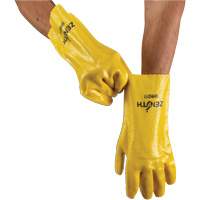 Rough-Finish Chemical-Resistant Gloves, Size 9, 12" L, PVC, Interlock Inner Lining, 47-mil Trail Hammer and Bolt