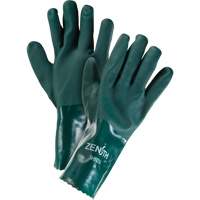 Double Dipped Green Gloves, 12" L, PVC, Cotton Jersey Inner Lining, 70-mil Trail Hammer and Bolt