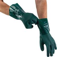 Double Dipped Green Gloves, 12" L, PVC, Cotton Jersey Inner Lining, 70-mil Trail Hammer and Bolt