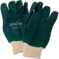 Double Dipped Green Gloves, 10" L, PVC, Cotton Jersey Inner Lining, 70-mil Trail Hammer and Bolt