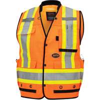 6680 High-Visibility Antimicrobial Mesh-Back Surveyor Vest, High Visibility Orange, Small, Polyester Trail Hammer and Bolt