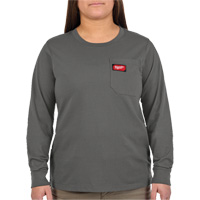 GRIDIRON Long Sleeve Pocket T-Shirt, Women's, X-Small, Grey Trail Hammer and Bolt
