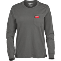 GRIDIRON Long Sleeve Pocket T-Shirt, Women's, X-Small, Grey Trail Hammer and Bolt