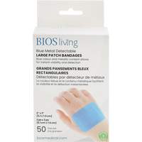 Blue Large Patch Bandages, Rectangular/Square, 3", Fabric Metal Detectable, Sterile Trail Hammer and Bolt