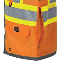 Pioneer Mesh Back Zip Front Surveyor Safety Vest, High Visibility Orange, Small, Polyester Trail Hammer and Bolt