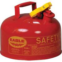 Safety Can for Flammables, Type I, Galvanized Steel, 2 US gal., Red, FM Approved/UL/ULC Listed Trail Hammer and Bolt