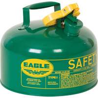 Safety Can for Combustibles, Type I, Galvanized Steel, 2 US gal., Green, FM Approved/UL/ULC Listed Trail Hammer and Bolt