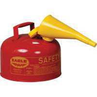 Safety Can for Flammables with Funnel, Type I, Galvanized Steel, 2.5 US gal., Red, FM Approved/UL/ULC Listed Trail Hammer and Bolt