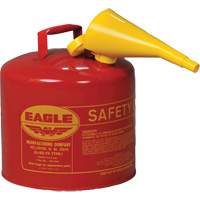 Safety Can for Flammables with Funnel, Type I, Galvanized Steel, 5 US gal., Red, FM Approved/UL/ULC Listed Trail Hammer and Bolt