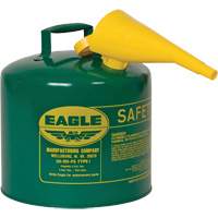 Safety Can for Combustibles with Funnel, Type I, Galvanized Steel, 5 US gal., Green, FM Approved/UL/ULC Listed Trail Hammer and Bolt
