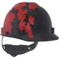 Specialty V-Gard&reg; Hard Hat, Ratchet Suspension, Black/Red Trail Hammer and Bolt