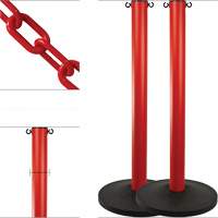 Industrial Stanchion Kit with Plastic Chain, 37" High, Red Trail Hammer and Bolt