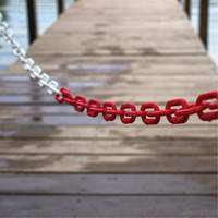 Bicolour Plastic Barrier Chain, Green/White, 2" Link, 500' Length Trail Hammer and Bolt