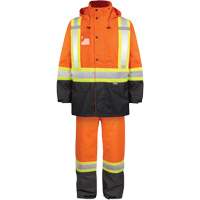 High-Visibility 150-Deniers Rain Suit, Polyester, Small, High Visibility Orange Trail Hammer and Bolt