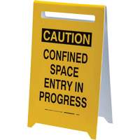 "Caution Confined Space Entry In Progress" Floor Sign, English Trail Hammer and Bolt