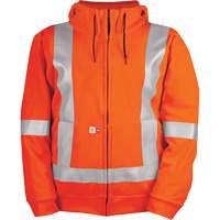 High-Visibility Wind Resistant Zip-Front Sweatshirt with DetachableHood, Men's, Small, High Visibility Orange, 27.7 cal/cm² Trail Hammer and Bolt