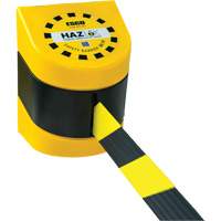 HAZLOK Safety Barrier System, Plastic, Magnetic Mount, 30', Black and Yellow Tape Trail Hammer and Bolt