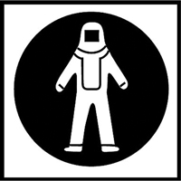 &eacute;tiquettes avec pictogramme Right to Know - Combinaison pleine protection, Vinyle, Feuille, 5/8" lo x 3/4" la Trail Hammer and Bolt