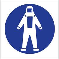 &eacute;tiquettes avec pictogramme Right to Know - Combinaison pleine protection, Vinyle, Feuille, 1-1/4" lo x 1-1/2" la Trail Hammer and Bolt