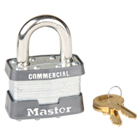 Pin Tumbler Padlock, Keyed Alike, Laminated Steel, 1-3/4" Width Trail Hammer and Bolt
