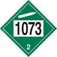 Plaque-&eacute;tiquette TMD 1073 pour gaz ininflammable oxyg&egrave;ne liqu&eacute;fi&eacute;, Plastique Trail Hammer and Bolt