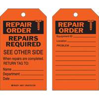 &eacute;tiquette pour les r&eacute;parations de s&eacute;curit&eacute;, Polyester, 4" la x 7" h, Anglais Trail Hammer and Bolt