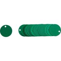 &eacute;tiquettes rondes vierges pour vannes, Aluminium, 2" dia. Trail Hammer and Bolt