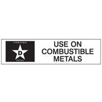 &eacute;tiquette D: Use on Combustible Metals pour extincteur Trail Hammer and Bolt