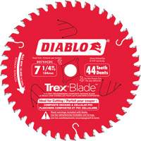 Trex&reg; Blade Cutting Saw Blade, 7-1/4", 44 Teeth, Plastic/Composite Decking Use Trail Hammer and Bolt