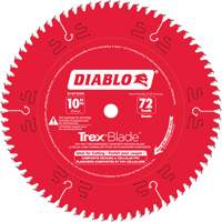 Trex&reg; Blade Cutting Saw Blade, 10", 72 Teeth, Plastic/Composite Decking Use Trail Hammer and Bolt