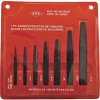 ISE-7 7-Piece Square Screw Extractor Set, For Screw Size 1/8" - 9/16" Trail Hammer and Bolt