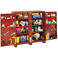 Jobsite Shelf Cabinet, Steel, 47.5 Cubic Feet, Red Trail Hammer and Bolt
