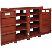 Jobsite Shelf Cabinet, Steel, 63.7 Cubic Feet, Red Trail Hammer and Bolt