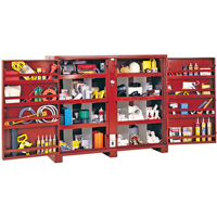 Jobsite Shelf Cabinet, Steel, 49 Cubic Feet, Red Trail Hammer and Bolt