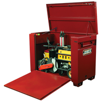 Coffre grande capacit&eacute; avec panneau frontal ouvrant, 60" x 31" x 45", Acier, Rouge Trail Hammer and Bolt
