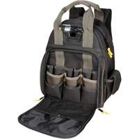 Techgear 53-Pocket Tool Backpack, 16" L x 13-1/4" W, Black, Polyester Trail Hammer and Bolt
