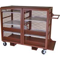 Mobile Mesh Cabinet, Steel, 49 Cubic Feet, Red Trail Hammer and Bolt