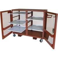 Mobile Mesh Cabinet, Steel, 49 Cubic Feet, Red Trail Hammer and Bolt