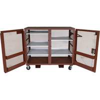 Mobile Mesh Cabinet, Steel, 49 Cubic Feet, Red Trail Hammer and Bolt