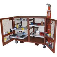 Mobile Mesh Cabinet, Steel, 49 Cubic Feet, Red Trail Hammer and Bolt