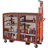 Mobile Mesh Cabinet, Steel, 49 Cubic Feet, Red Trail Hammer and Bolt