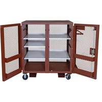 Mobile Mesh Cabinet, Steel, 37 Cubic Feet, Red Trail Hammer and Bolt