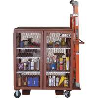 Mobile Mesh Cabinet, Steel, 37 Cubic Feet, Red Trail Hammer and Bolt