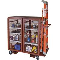 Mobile Mesh Cabinet, Steel, 37 Cubic Feet, Red Trail Hammer and Bolt
