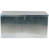 Aluminum Treadplate Portable Tool Box, 25-1/16" D x 49-1/4" W x 24" H, Silver Trail Hammer and Bolt