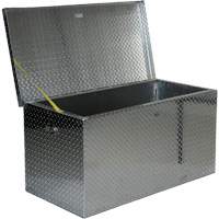 Aluminum Treadplate Portable Tool Box, 25-1/16" D x 49-1/4" W x 24" H, Silver Trail Hammer and Bolt